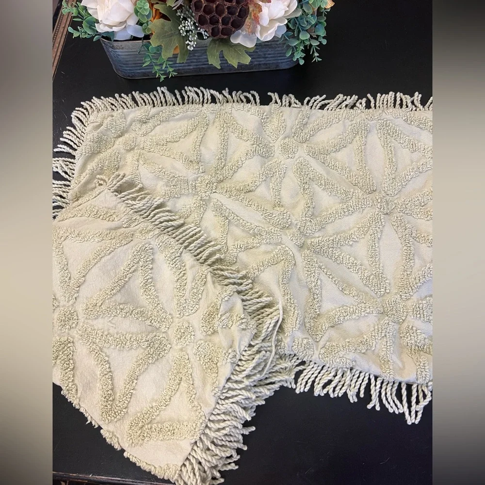Lamont Home Light‎ Sage Mint Green Chenille King Size Pillow Shams 20” X 36” Set